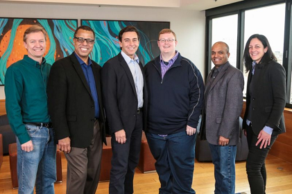 L-R: Peter Rander, Argo AI COO; Ken Washington, Ford VP of research and advanced engineering; Mark Fields, Ford CEO; Bryan Salesky, Argo AI CEO; Raj Nair, Ford executive vice president, CTO; and Laura Merling, Ford Smart Mobility LLC VP of autonomous vehicle solutions. (Source: Ford)